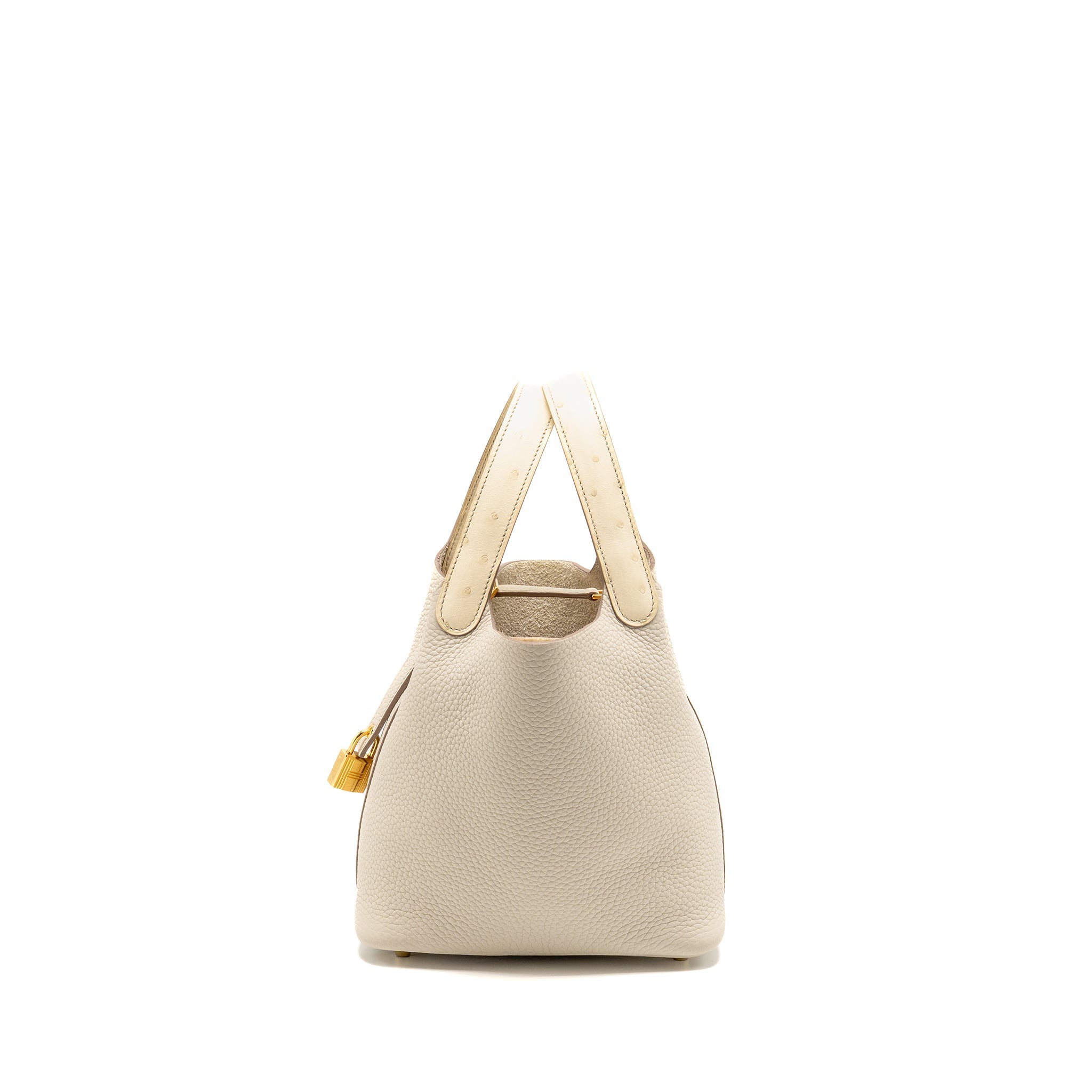 HERMES PICOTIN 18 TOUCH LOCK BAG CLEMENCE / OSTRICH BETON GHW