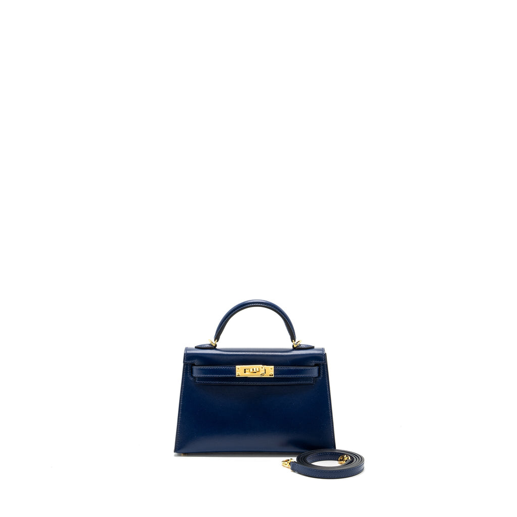 HERMES MINI KELLY II BOX CALFSKIN BLUE SAPHIR GHW