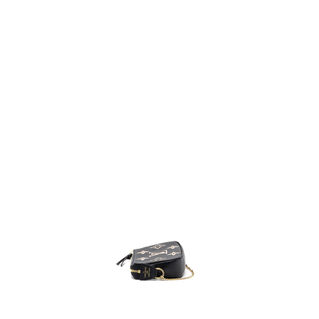 LOUIS VUITTON MINI POCHETTE ACCESSORIES MONOGRAM EMPREINTE BLACK/ BEIGE GHW