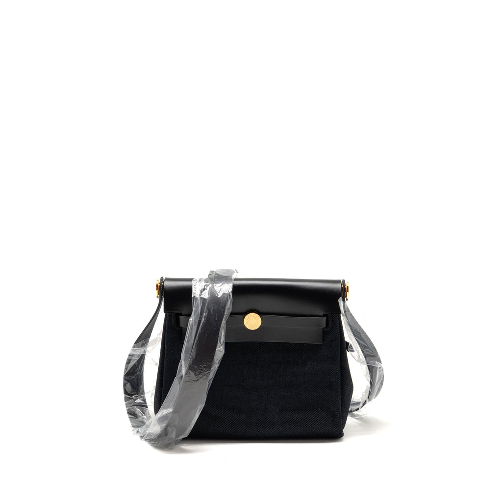 HERMES HERBAG MINI CANVAS/HUNTER BLACK GHW
