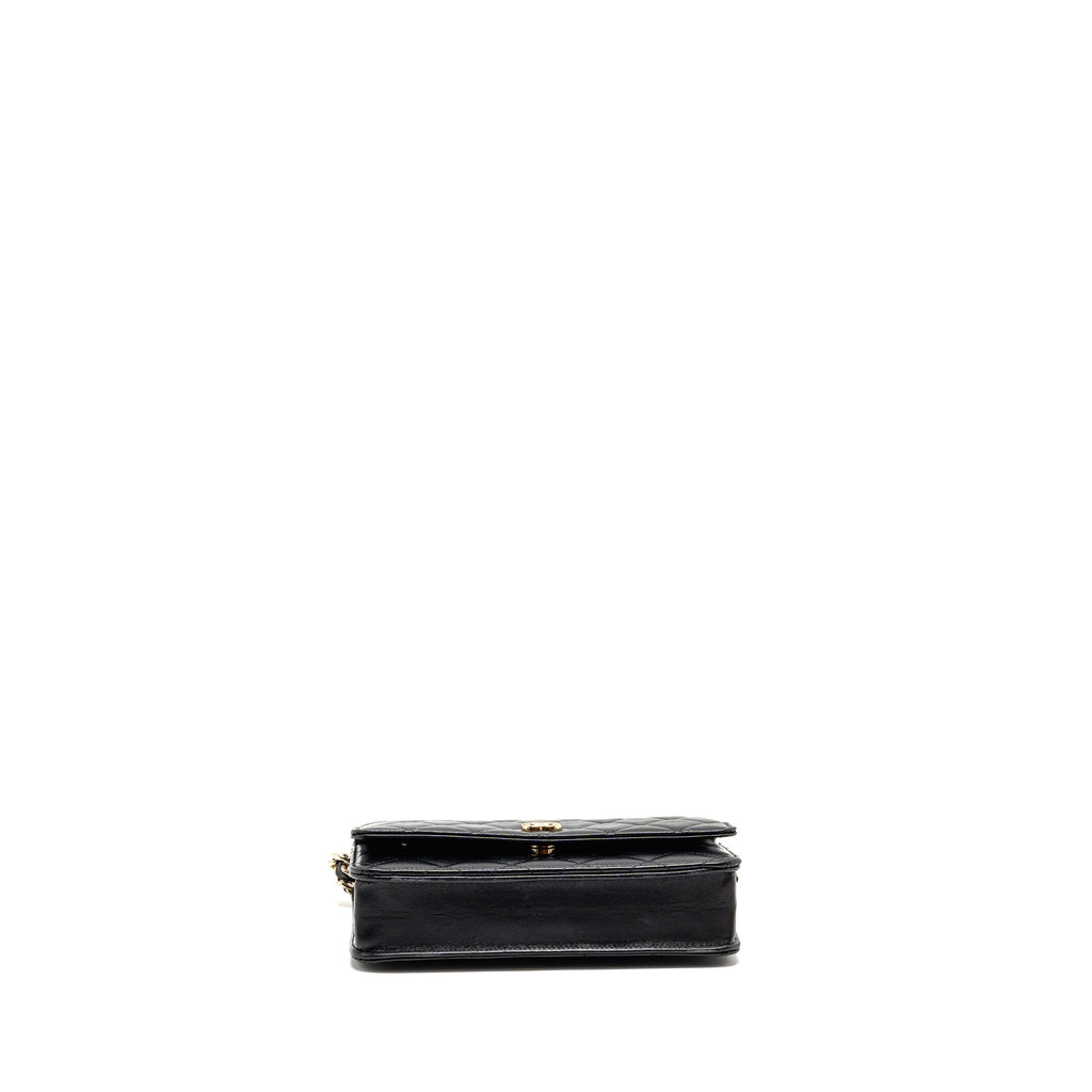 CHANEL COCO CHARM WALLET ON CHAIN LAMBSKIN BLACK LGHW