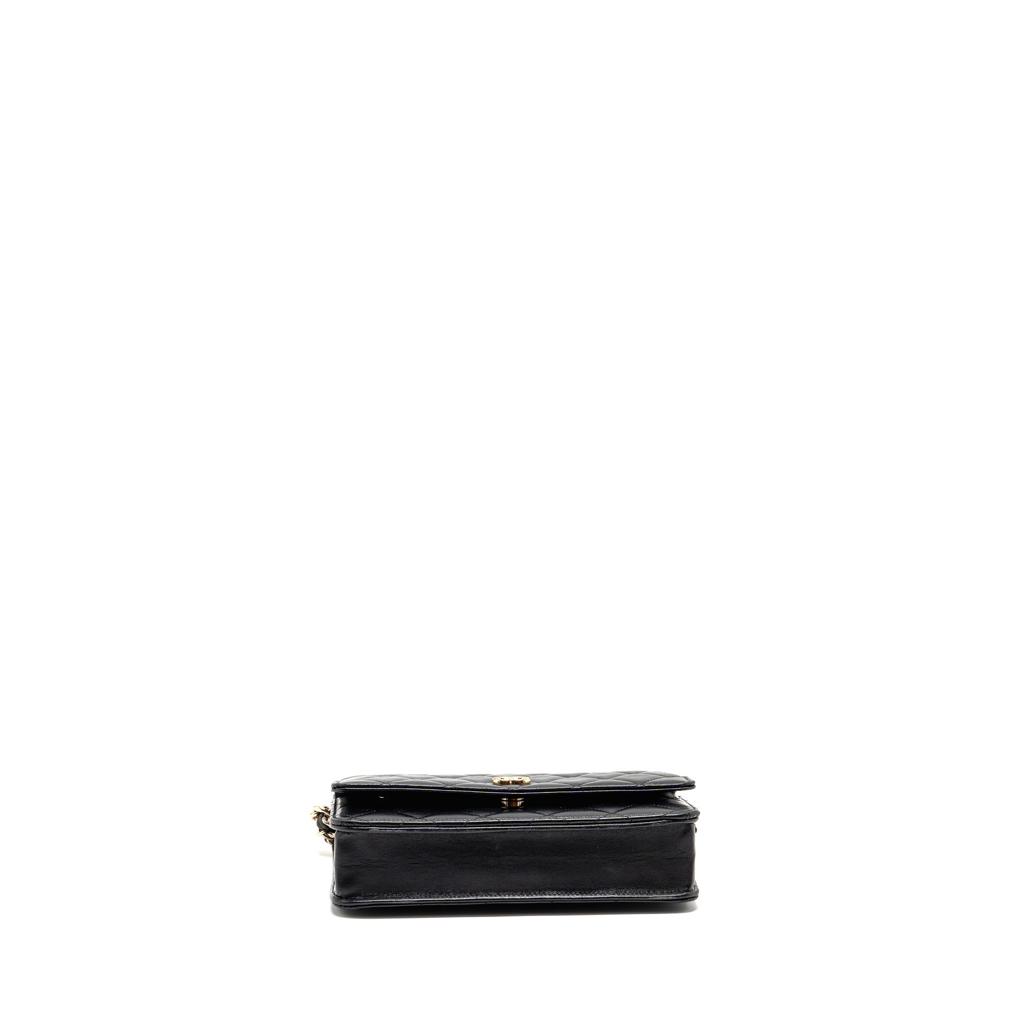 CHANEL COCO CHARM WALLET ON CHAIN LAMBSKIN BLACK LGHW