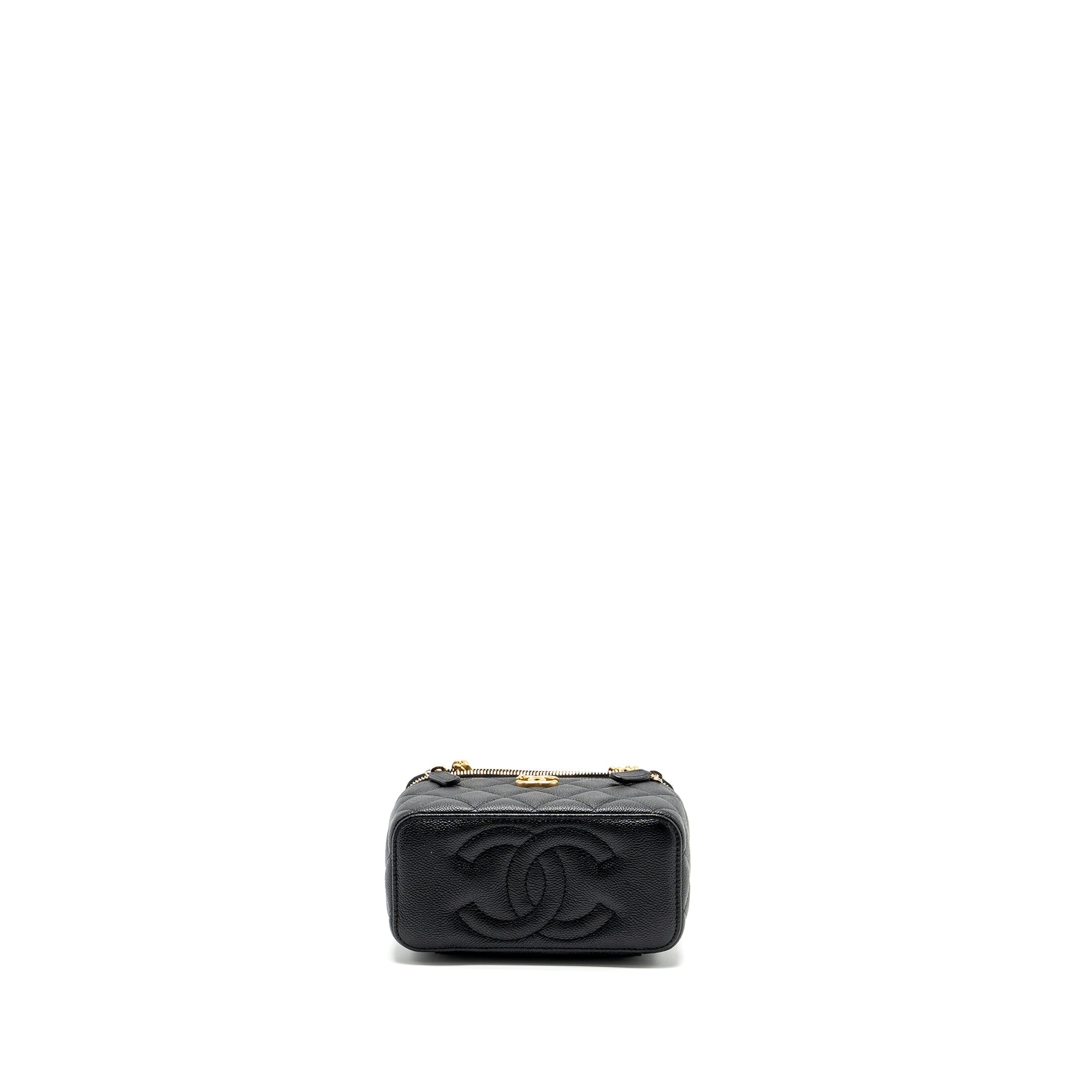 CHANEL COCO LOVE LONG VANITY WITH ADJUSTABLE CHAIN CAVIAR BLACK GHW (MICROCHIP)