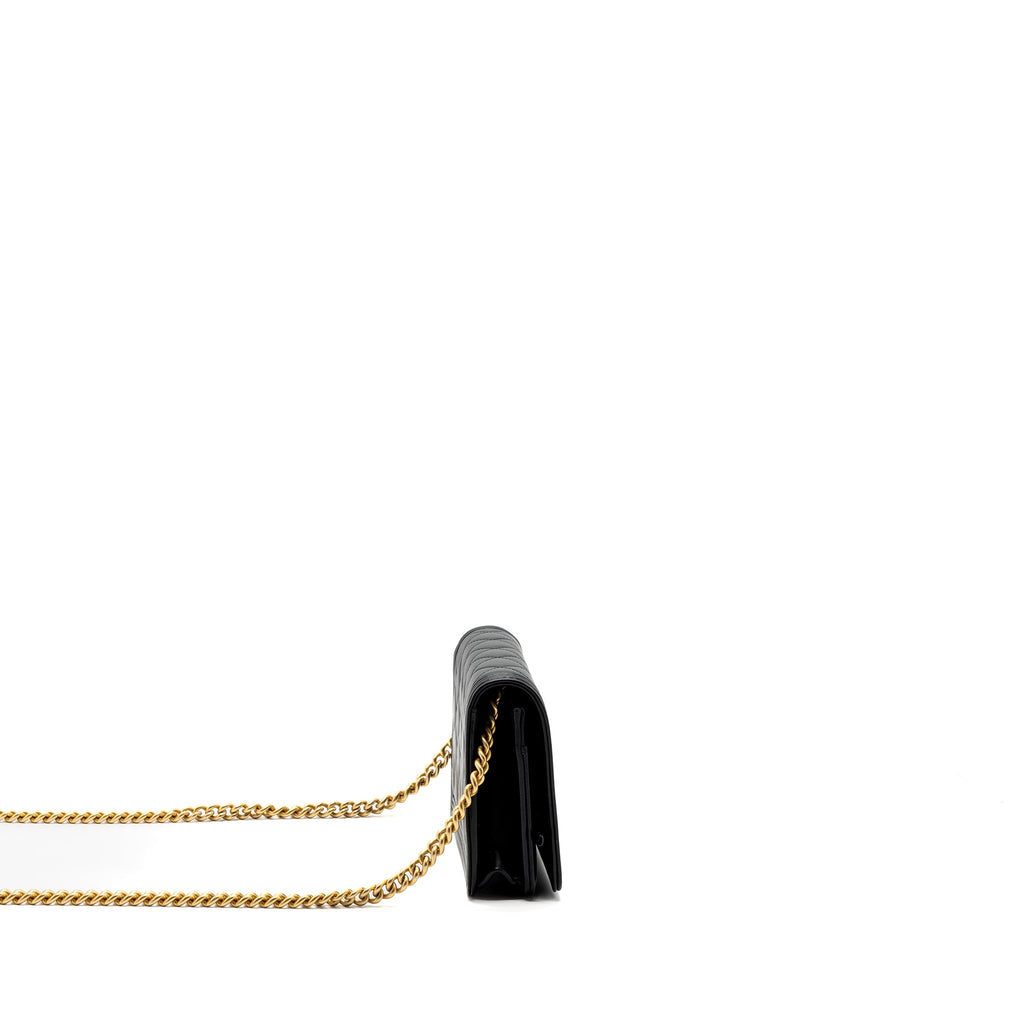 CHANEL BOY WALLET ON CHAIN LAMBSKIN BLACK GHW(MICROCHIP)