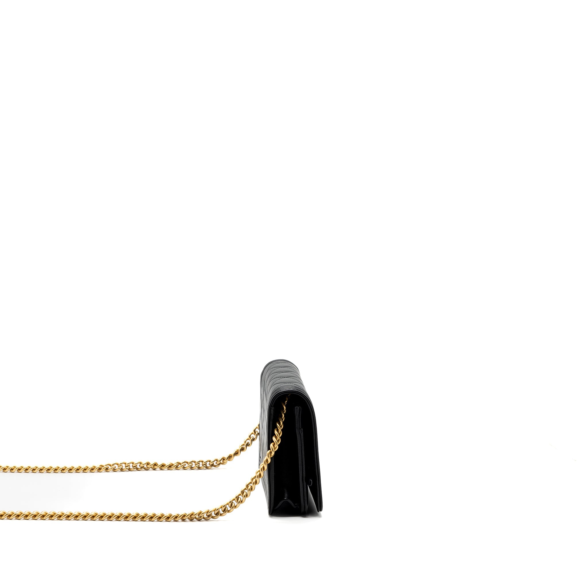 CHANEL BOY WALLET ON CHAIN LAMBSKIN BLACK GHW(MICROCHIP)