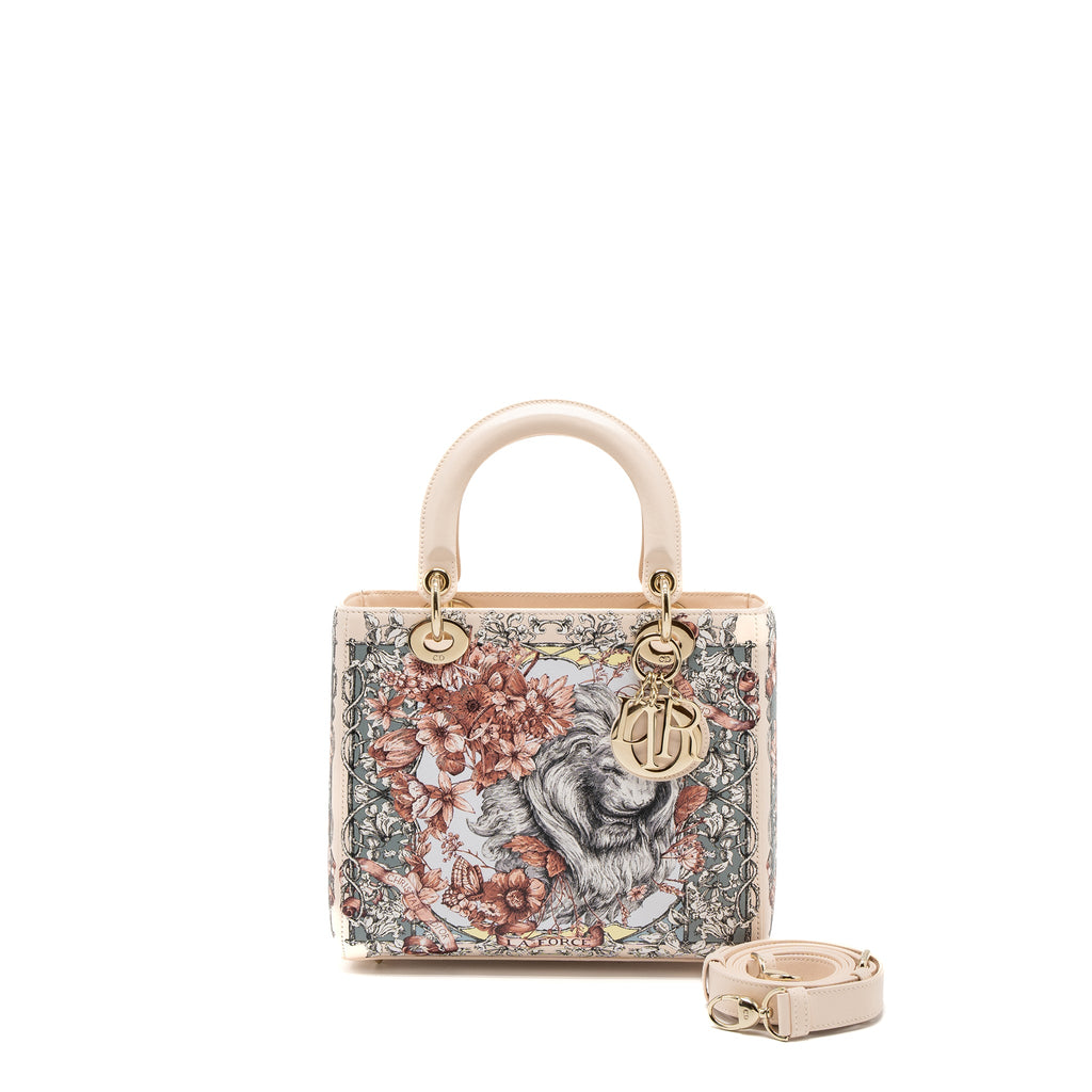 DIOR MEDIUM LADY DIOR BAG LIMITED EDITION CALFSKIN PINK/MULTICOLOUR LGHW