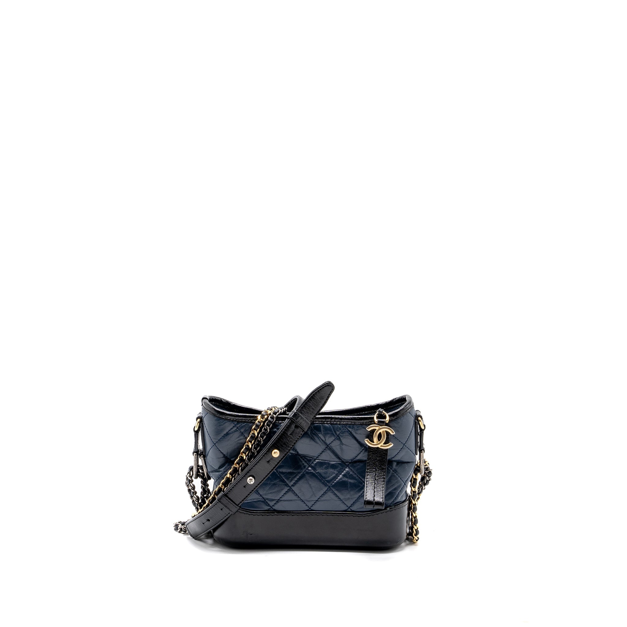 CHANEL SMALL GABRIELLE HOBO BAG CALFSKIN BLUE / BLACK MULTICOLOR HARDWARE