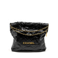 CHANEL MEDIUM 22 BAG SHINY CALFSKIN BLACK GHW (MICROCHIP)
