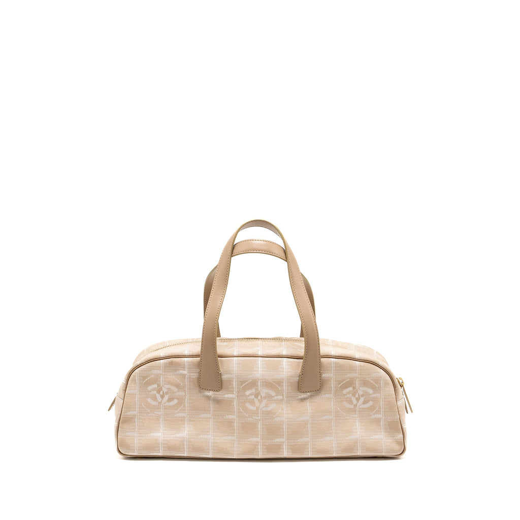 CHANEL VINTAGE TRAVEL LINE BOWLER BAG CANVAS/LEATHER BEIGE GHW