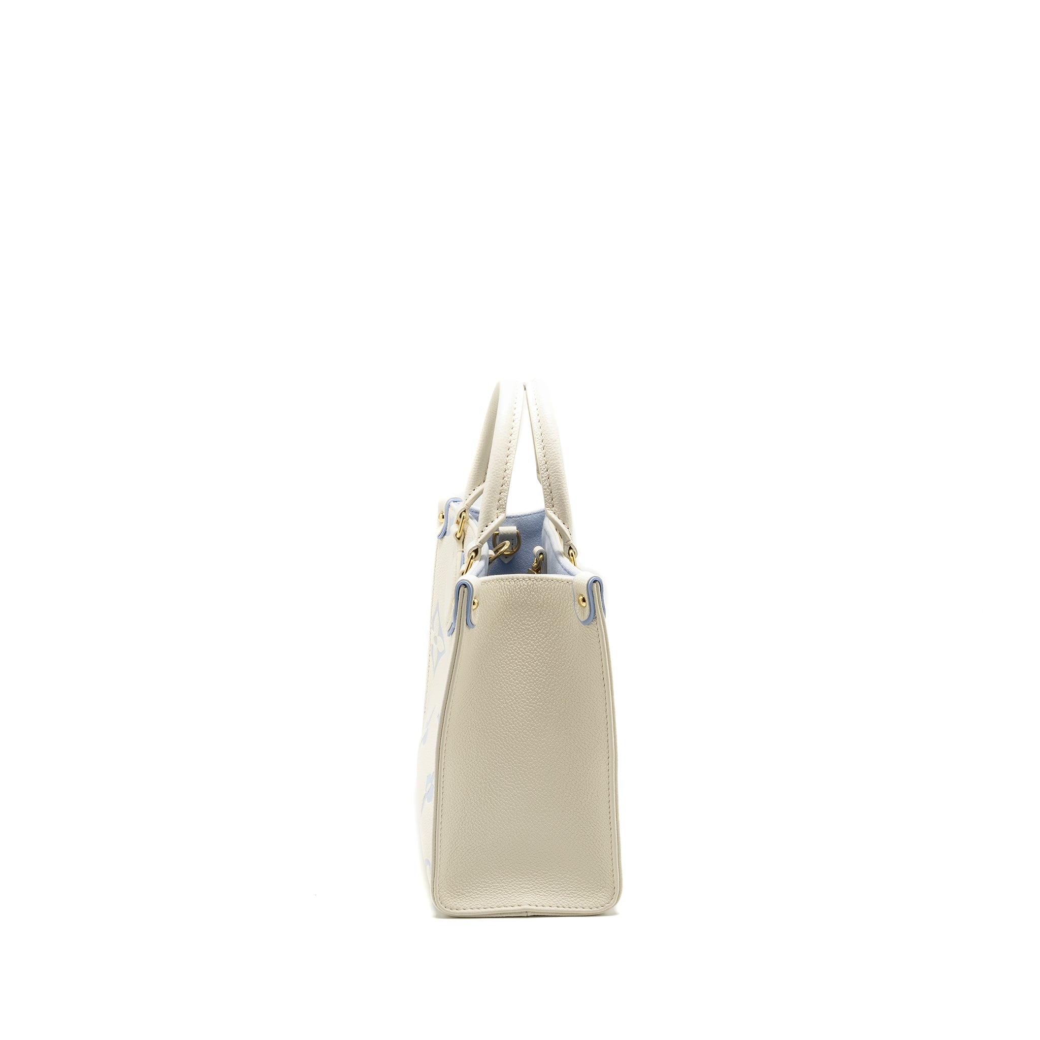 LOUIS VUITTON ONTHEGO PM BICOLOUR MONOGRAM EMPREINTE LATTE/CANDY BLUE GHW