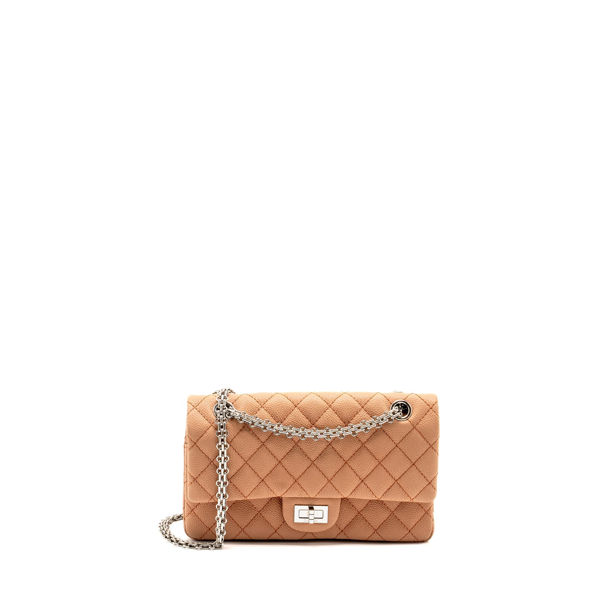 CHANEL SMALL 2.55 REISSUE FLAP BAG GRAINED CALFSKIN LIGHT BROWN SHW