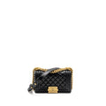 CHANEL SMALL BOY BAG CALFSKIN BLACK GHW (MICROCHIP)