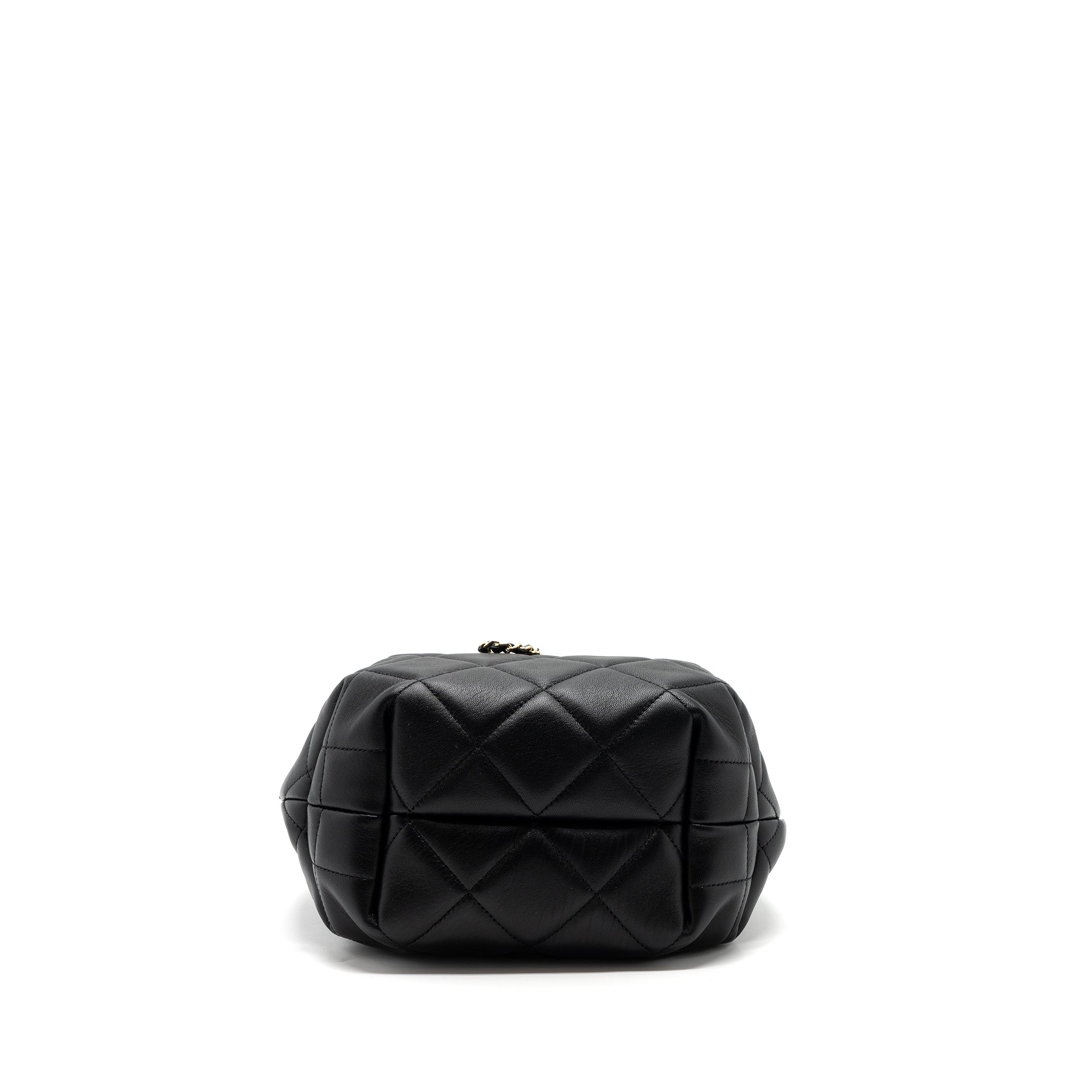 CHANEL DRAWSTRING BUCKET BAG CALFSKIN BLACK LGHW