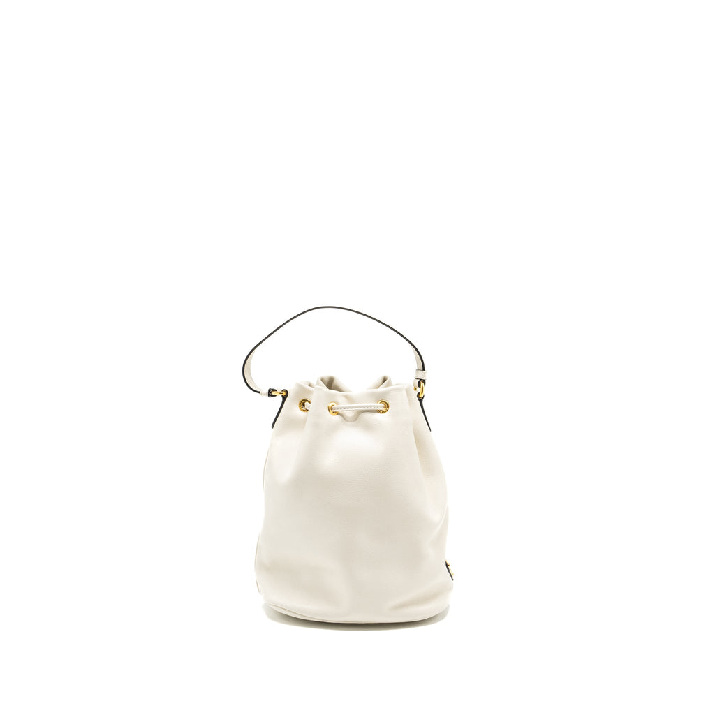 PRADA DRAWSTRING BUCKET BAG CALFSKIN WHITE GHW