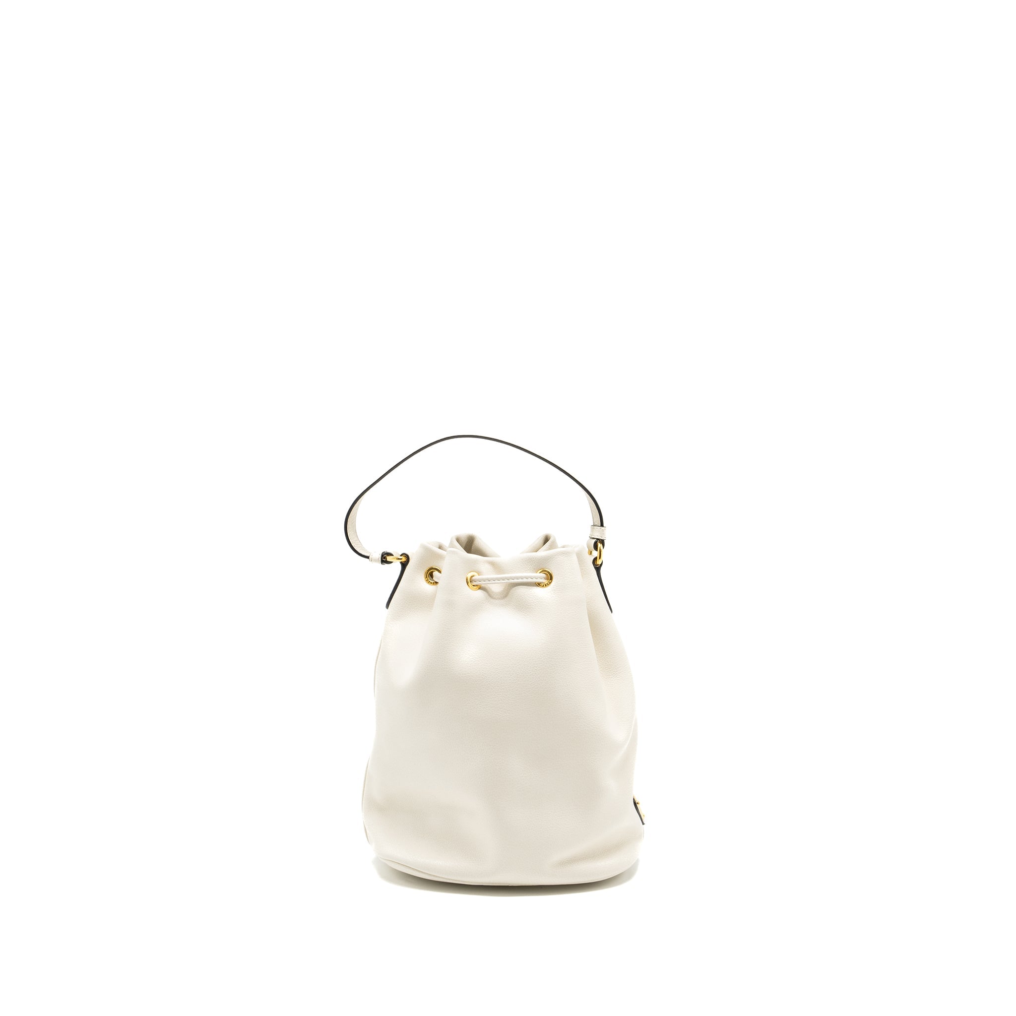 PRADA DRAWSTRING BUCKET BAG CALFSKIN WHITE GHW
