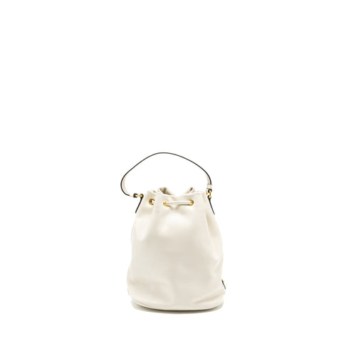 PRADA DRAWSTRING BUCKET BAG CALFSKIN WHITE GHW