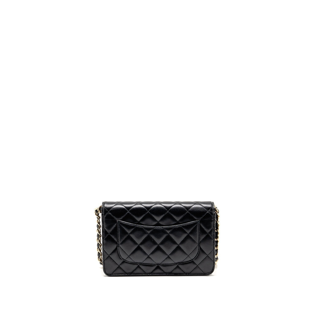 CHANEL COCO CHARM WALLET ON CHAIN LAMBSKIN BLACK LGHW