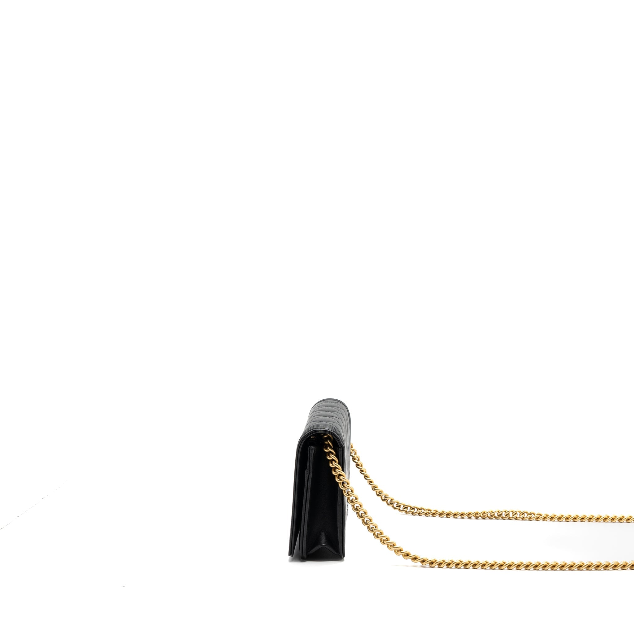 CHANEL BOY WALLET ON CHAIN LAMBSKIN BLACK GHW(MICROCHIP)