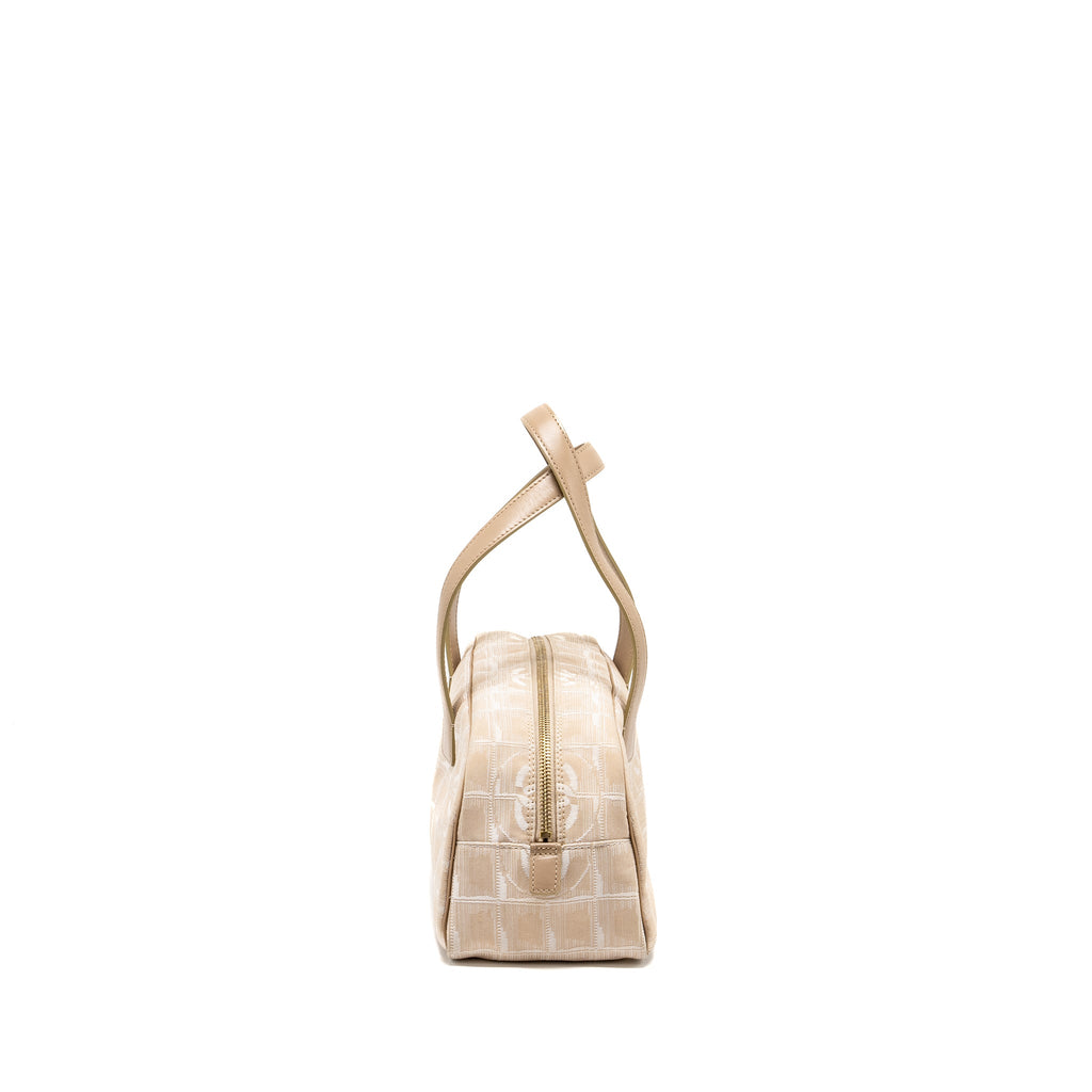 CHANEL VINTAGE TRAVEL LINE BOWLER BAG CANVAS/LEATHER BEIGE GHW