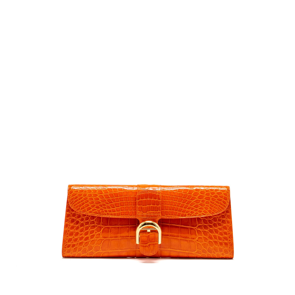 DELVAUX BRILLIANT POCHETTE ALLIGATOR PAPRIKA LGHW