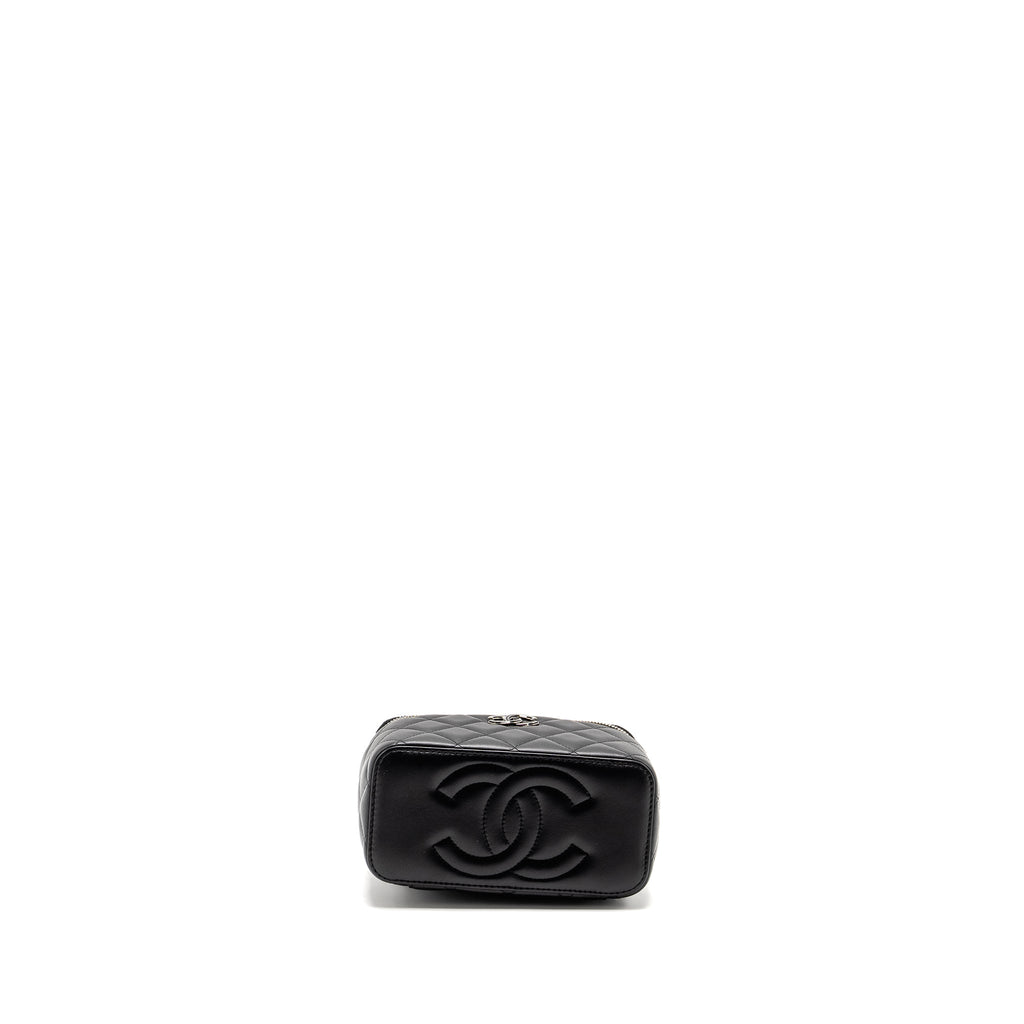 CHANEL TOP HANDLE LONG VANITY CASE LAMBSKIN BLACK SHW (MICROCHIP)