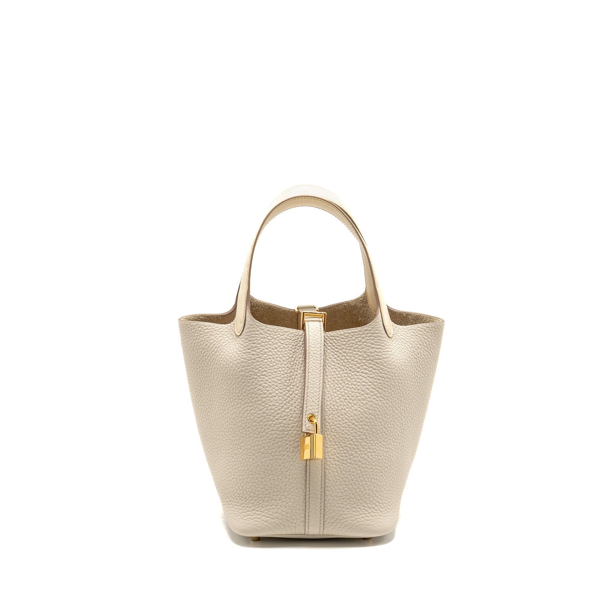 HERMES PICOTIN 18 TOUCH LOCK BAG CLEMENCE / OSTRICH BETON GHW