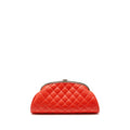 CHANEL CC CLUTCH BAG PERFORATED LAMBSKIN RED SHW