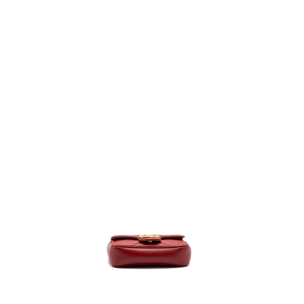 GUCCI MARMONT SUPER MINI MATELASSÉ CHEVRON CALFSKIN RED GHW