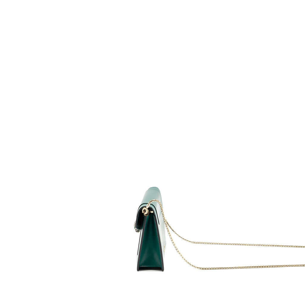 BVLGARI SERPENTI FOREVER WALLET ON CHAIN CALFSKIN GREEN LGHW