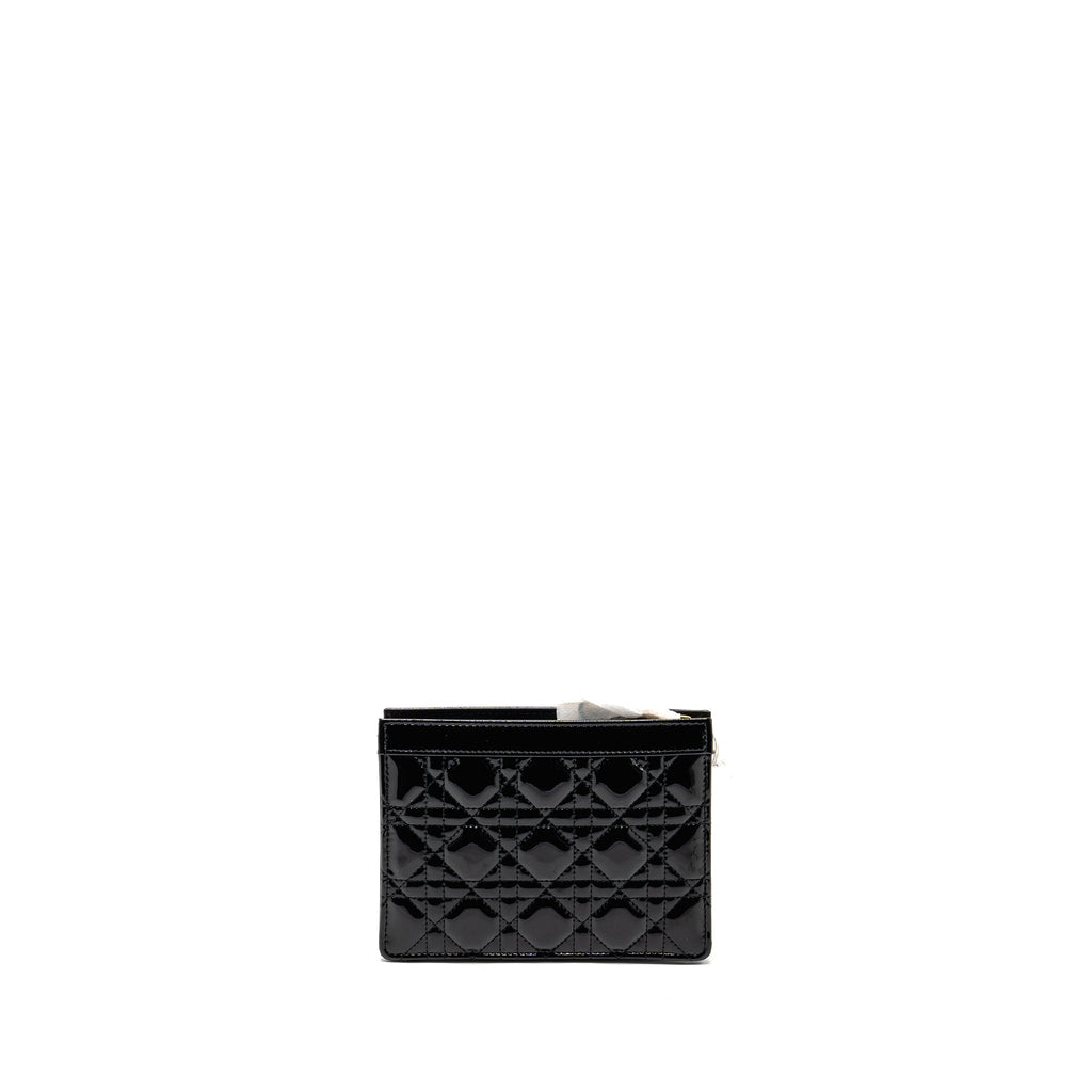 DIOR CARO POUCH WITH CHAIN PATENT CALFSKIN BLACK GHW