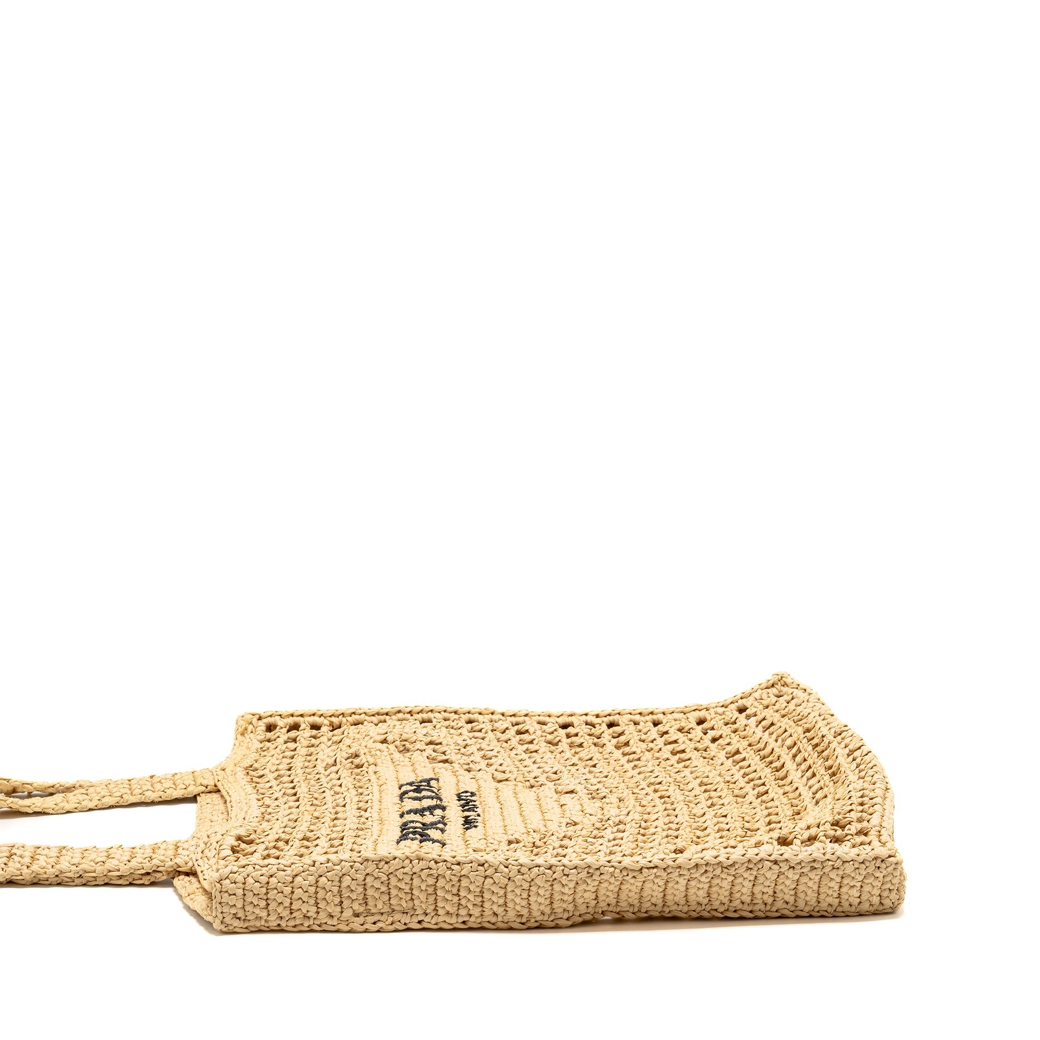 PRADA CROCHET TOTE BAG RAFFIA NATURAL
