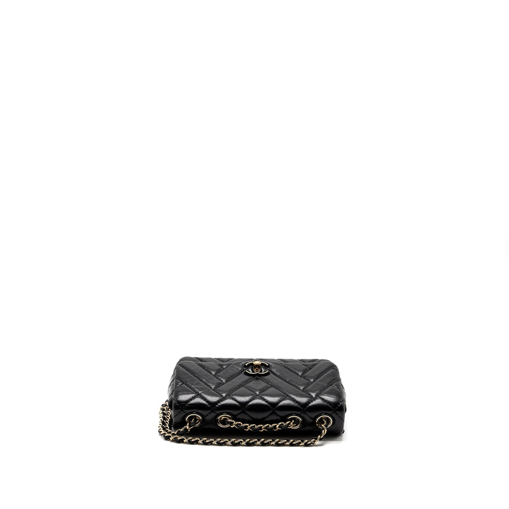 CHANEL MONT COCO MINI FLAP BAG SHINY LAMBSKIN BLACK LGHW