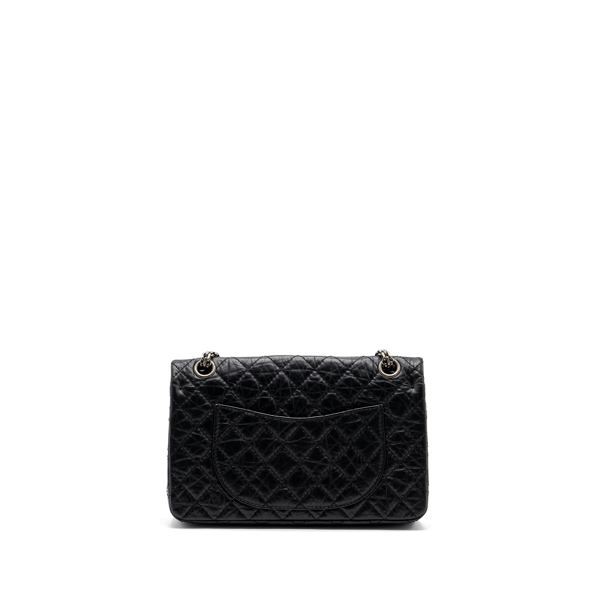 CHANEL SMALL 2.55 REISSUE FLAP BAG AGED CALFSKIN BLACK RUTHENIUM SHW