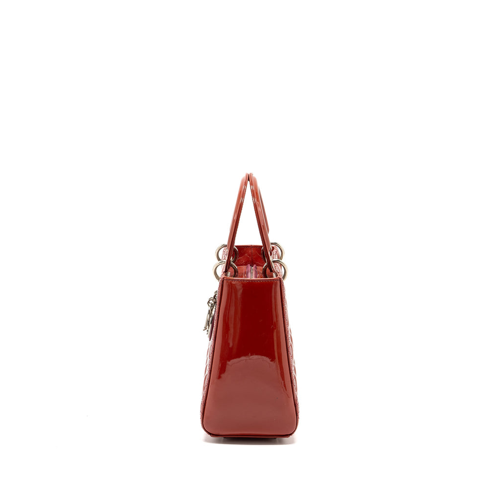 DIOR MEDIUM LADY DIOR PATENT DARK PINK SHW