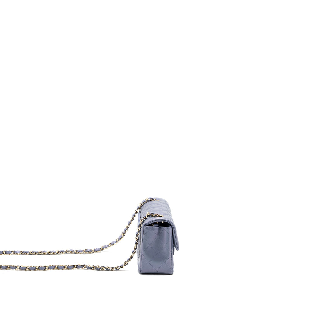 CHANEL CLASSIC MINI RECTANGULAR FLAP BAG LAMBSKIN IRIDESCENT LIGHT PURPLE LGHW (MICROCHIP)