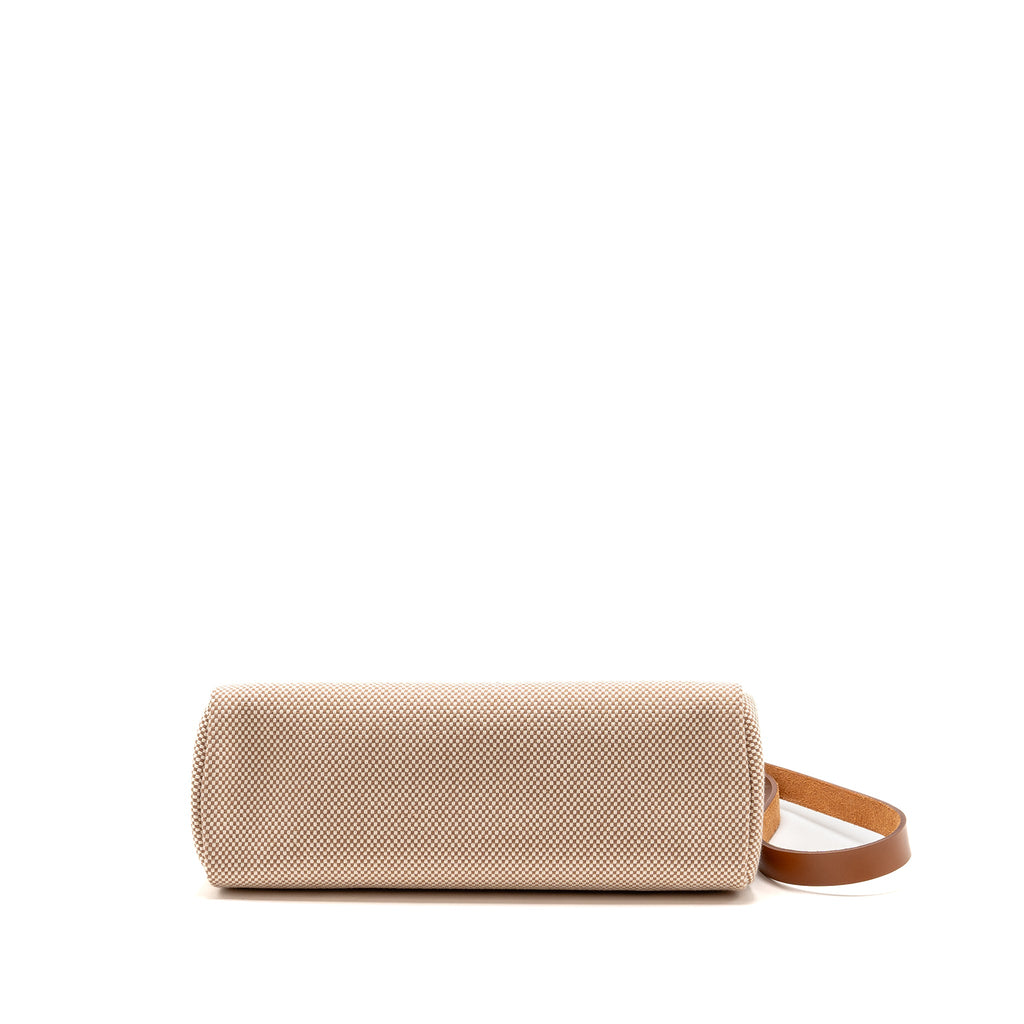 HERMES HERBAG 31 ZIP BAG CANVAS/HUNTER LEATHER ECRU-BEIGE/FAUV GHW