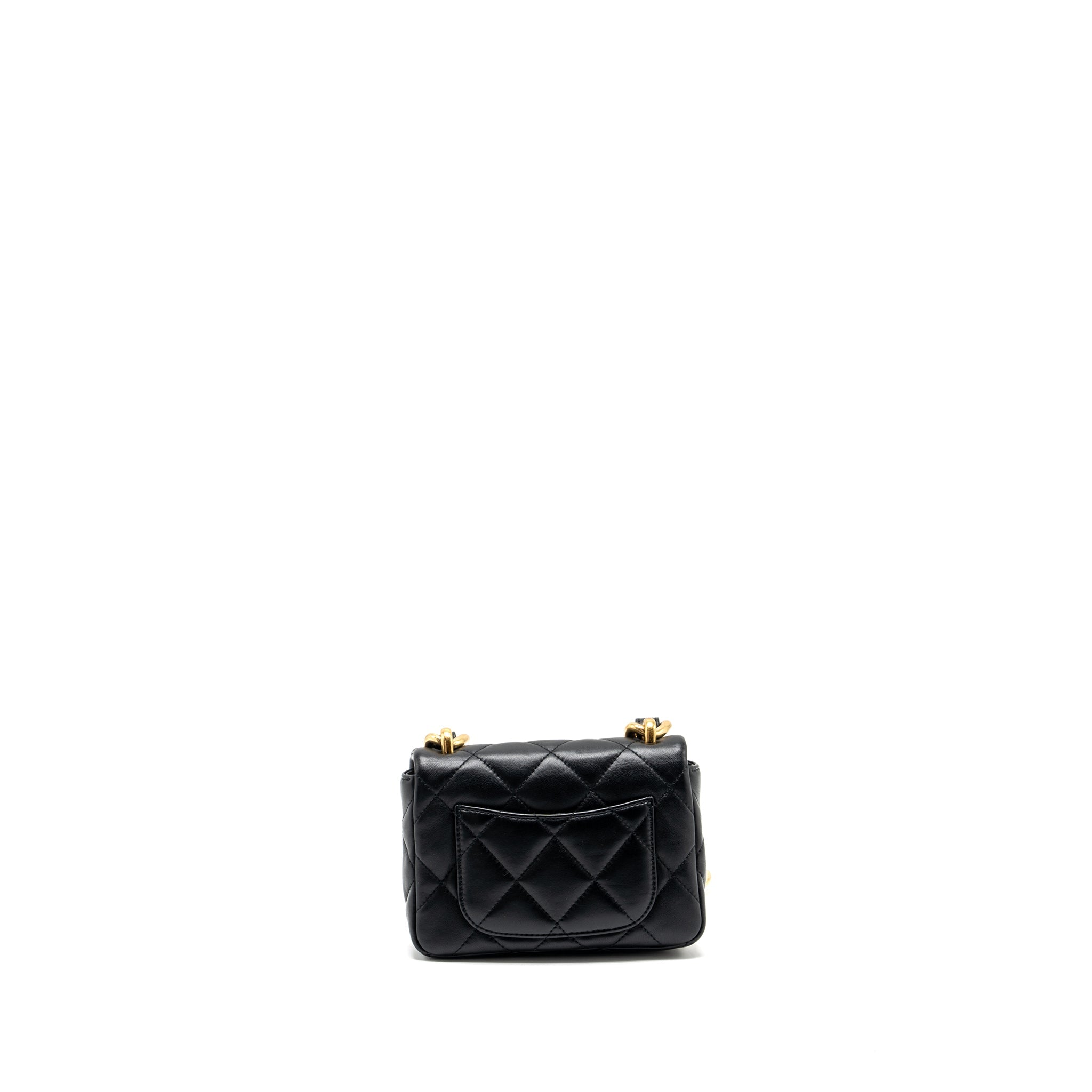 CHANEL MINI SQUARE FLAP BAG WITH GIANT CHAIN LAMBSKIN GHW (MICROCHIP)
