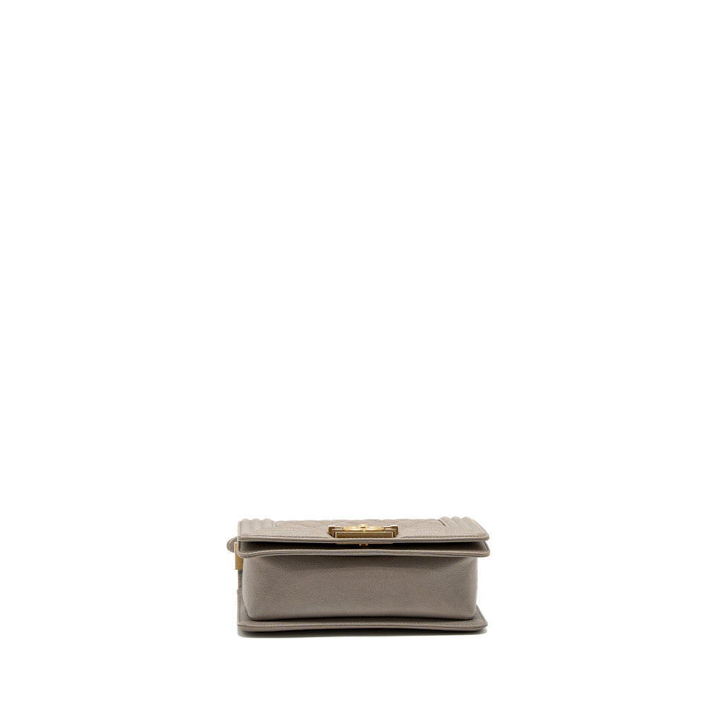 CHANEL SMALL BOY BAG CAVIAR LIGHT GREY GHW