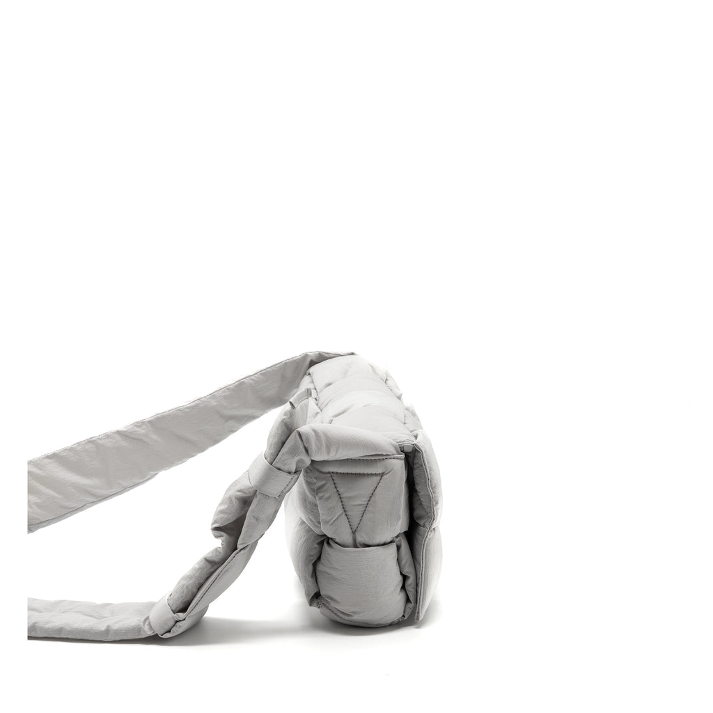 BOTTEGA VENETA PADDED TECH CASSETTE INTRECCIO NYLON LIGHT GREY SHW