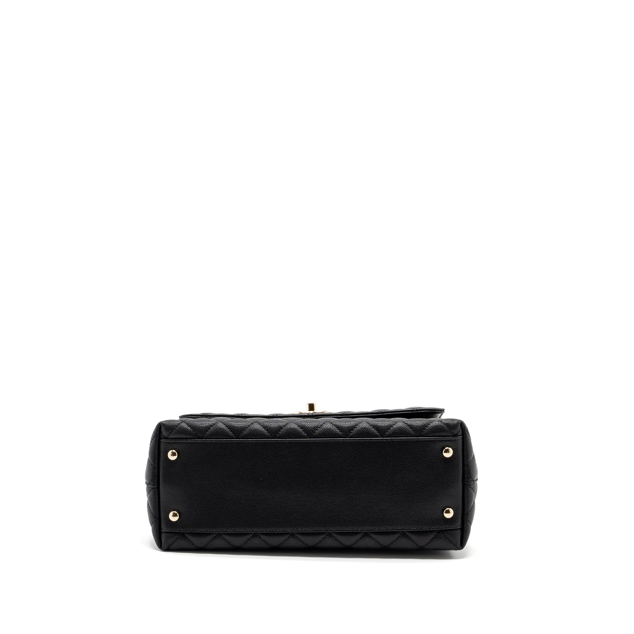 CHANEL MEDIUM COCO HANDLE LIZARD EMBOSSED HANDLE CAVIAR BLACK LGHW (MICROCHIP)