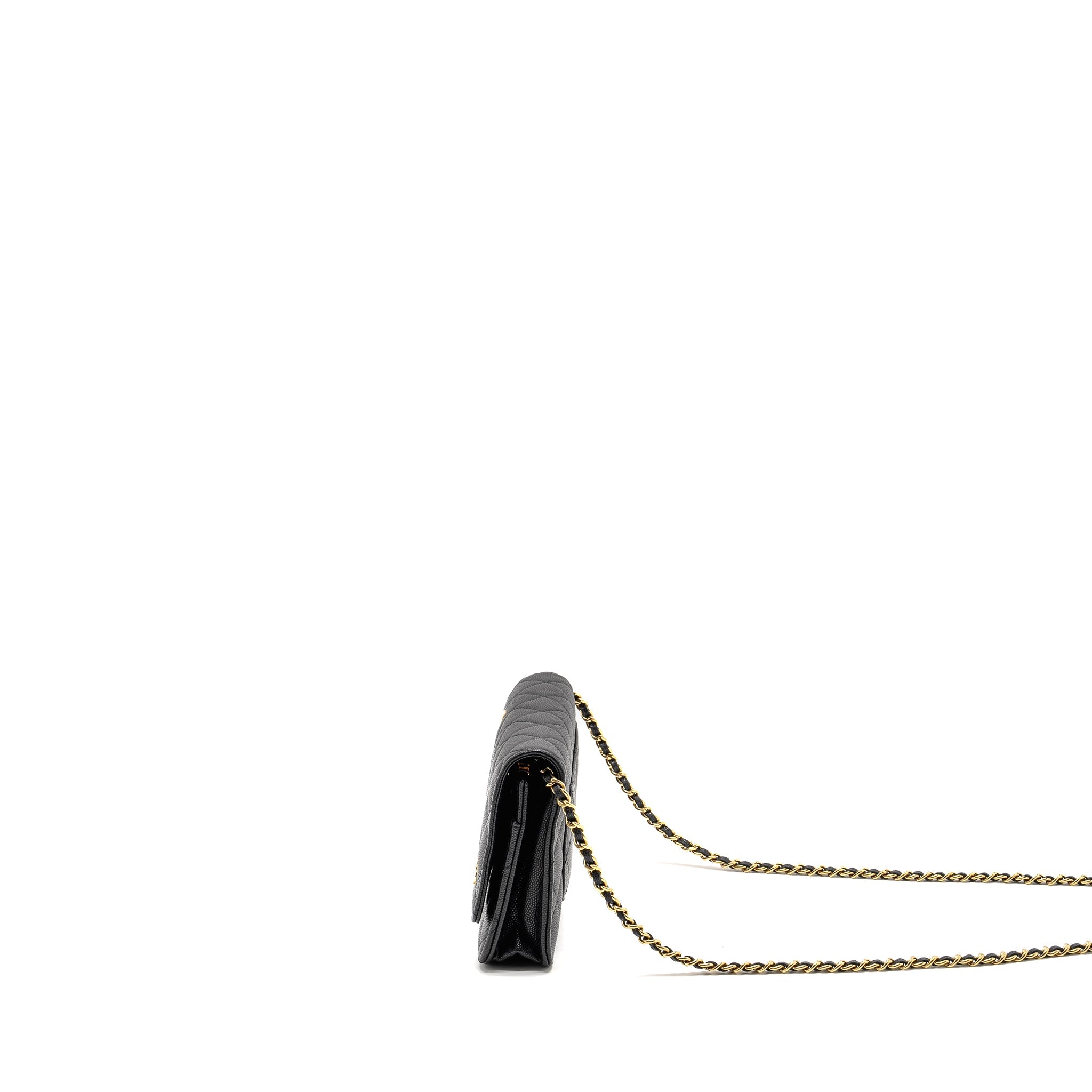 CHANEL COCO CASINO WALLET ON CHAIN CAVIAR BLACK GHW (MICROCHIP)