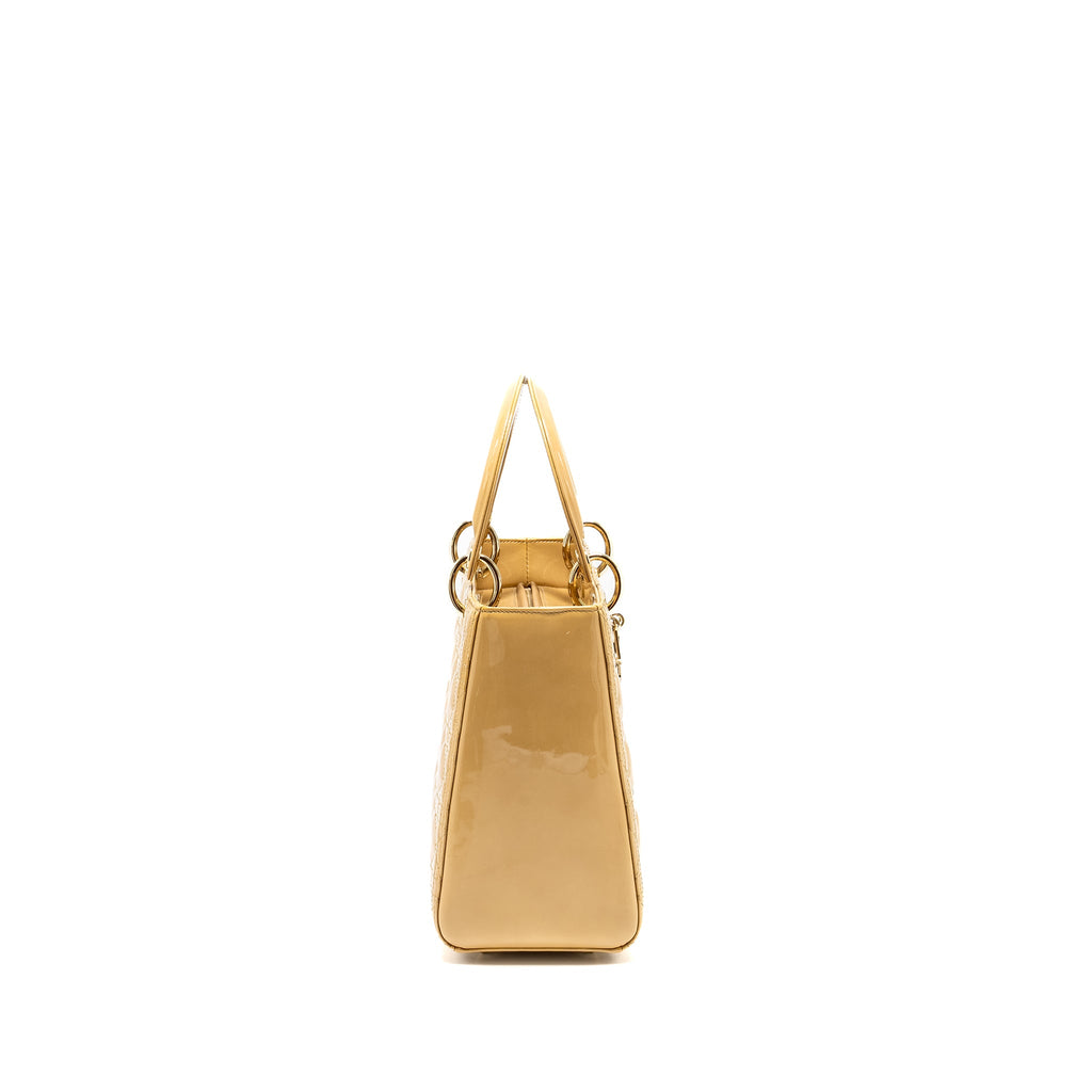 DIOR MEDIUM LADY DIOR PATENT BEIGE GHW
