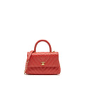 CHANEL SMALL COCO HANDLE CHEVRON CAVIAR RED GHW