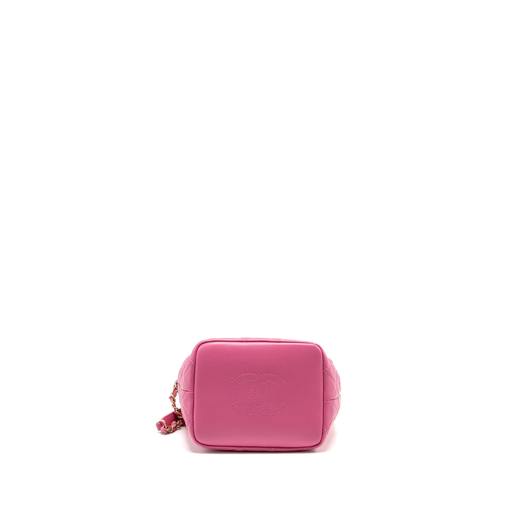 CHANEL 20S SMALL QUILTED HOBO BAG LAMBSKIN PINK GHW