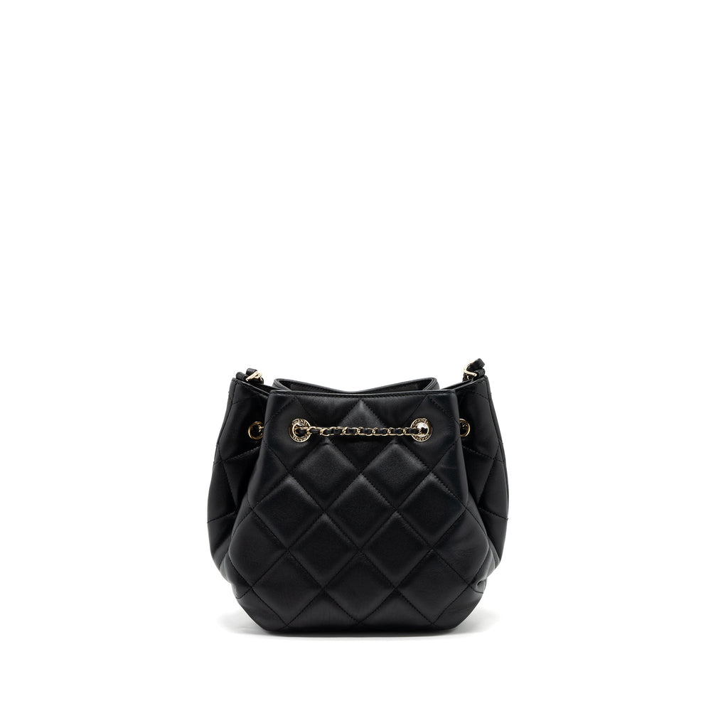 CHANEL DRAWSTRING BUCKET BAG CALFSKIN BLACK LGHW