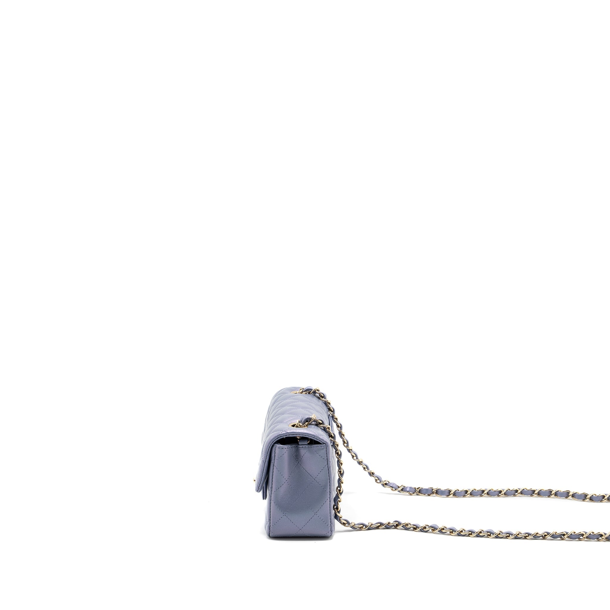 CHANEL CLASSIC MINI RECTANGULAR FLAP BAG LAMBSKIN IRIDESCENT LIGHT PURPLE LGHW (MICROCHIP)