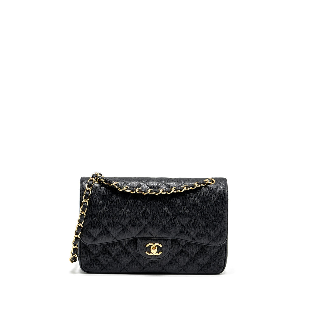 CHANEL JUMBO CLASSIC DOUBLE FLAP BAG CAVIAR BLACK GHW
