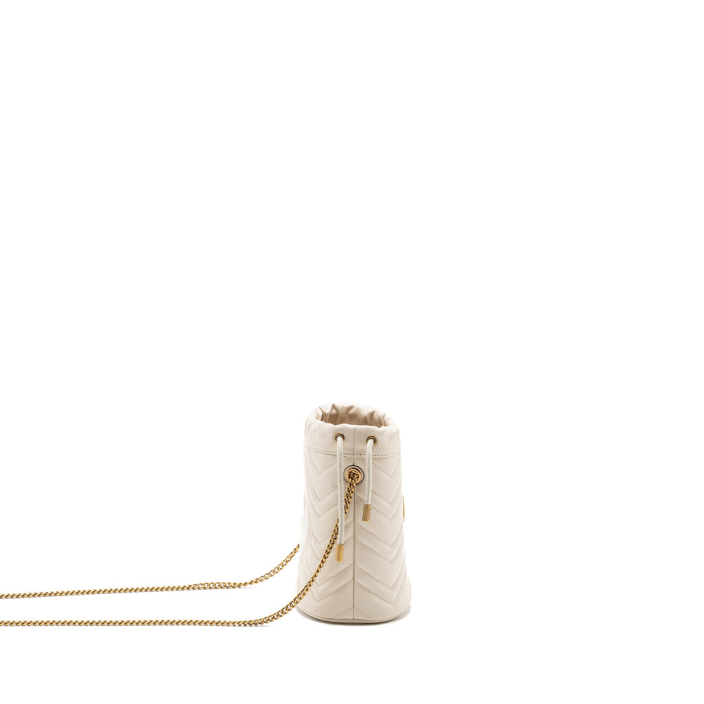 GUCCI GG MARMONT MINI BUCKET BAG CALFSKIN WHITE GHW