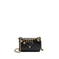 CHANEL COCO CHARM WALLET ON CHAIN LAMBSKIN BLACK LGHW