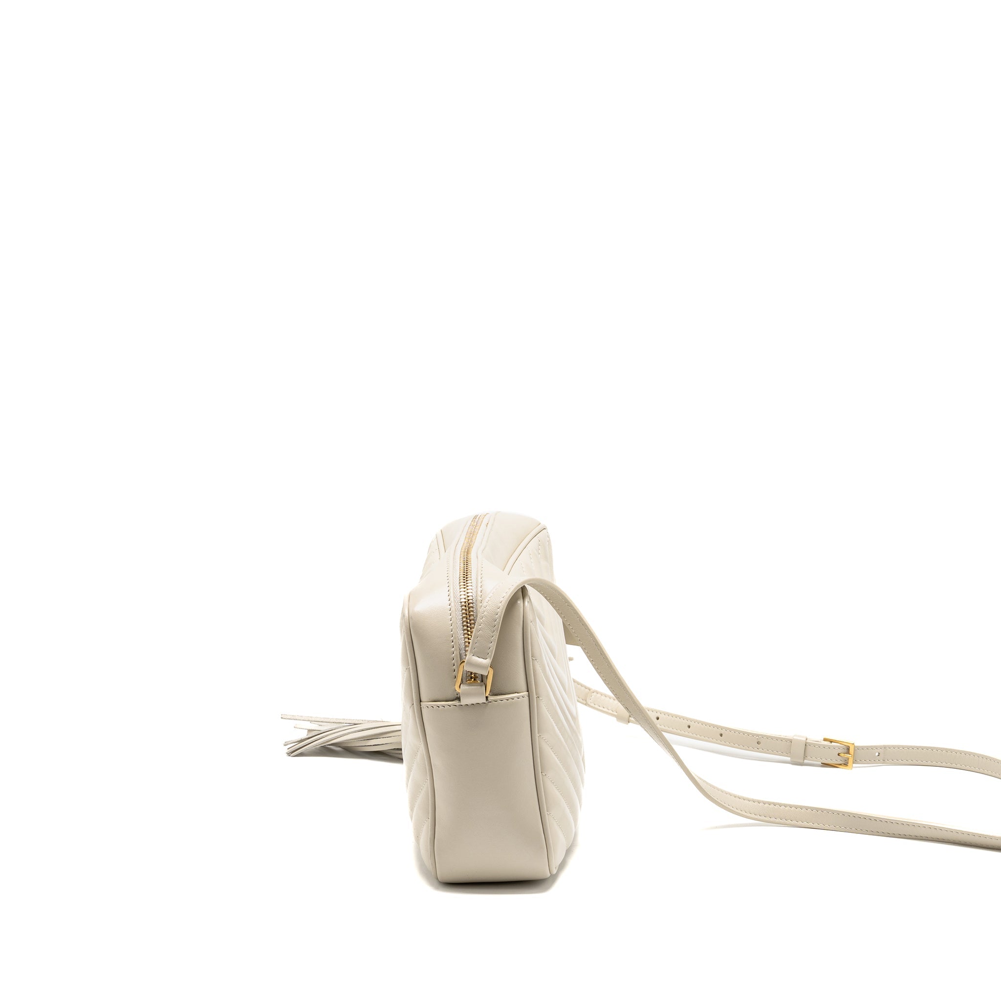 SAINT LAURENT/YSL LOU CAMERA BAG CALFSKIN WHITE GHW